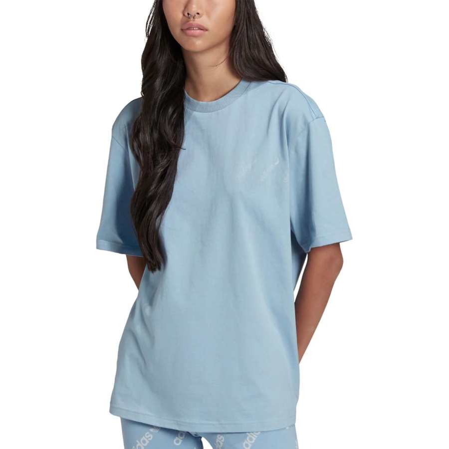 Adidas Adidas Clothing T Shirts Women's Blue Crew Neck Moderate