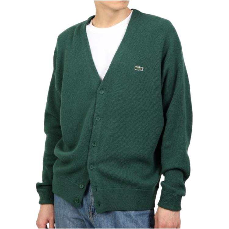 LACOSTE LACOSTE Sweaters Men's Green V Neck Moderate