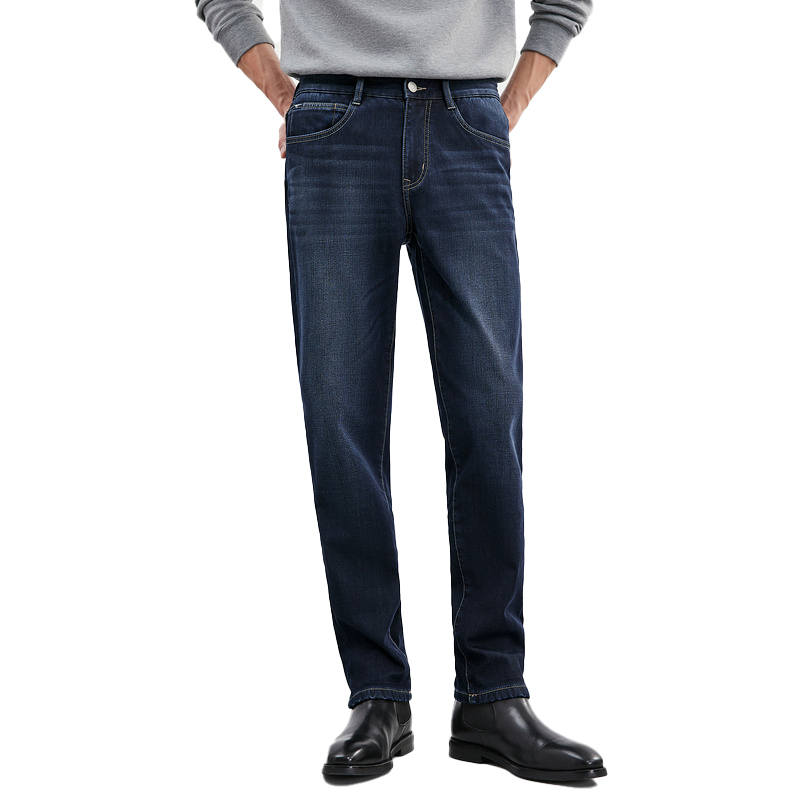SEPTWOLVES Abrasion Resistant Anti Static Fleece Lined Skin Friendly And Comfortable Washed Straight Fit Jeans Men's