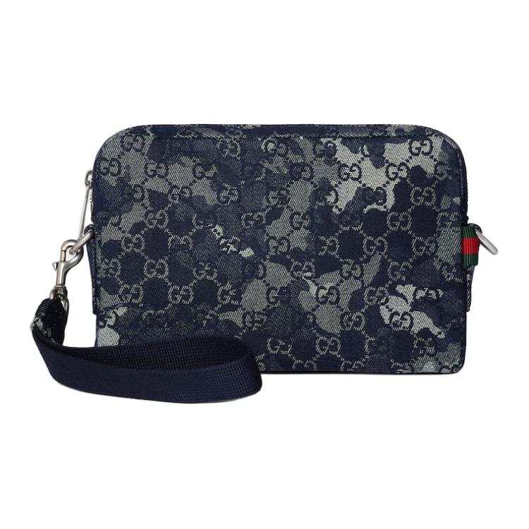 GUCCI GG Denim Clutch Small Men's Dark Blue