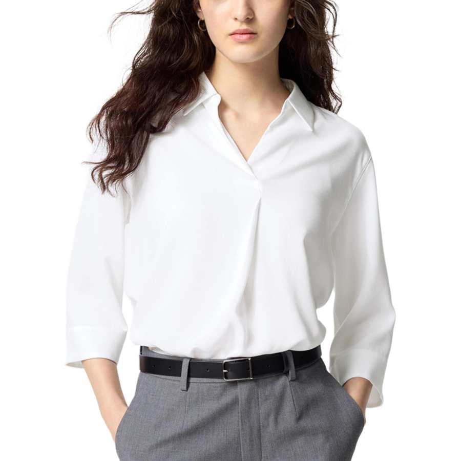 UNIQLO Shirts Women's White Half Open Collar Thin Other