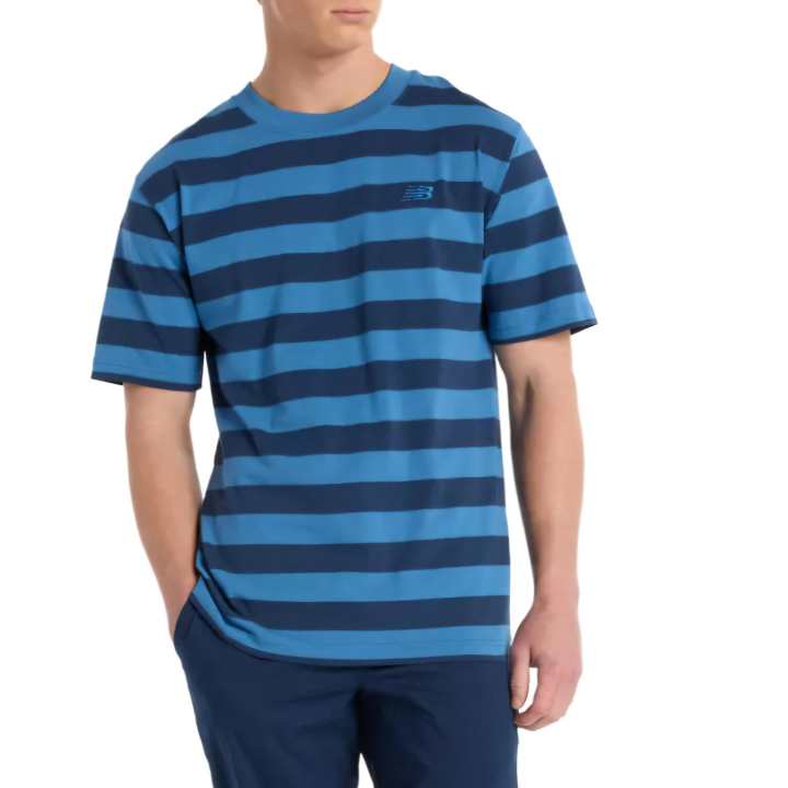 New Balance New Balance AthleticsCottonThickStripe T Shirt Men's Blue