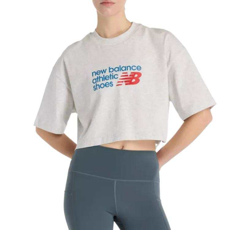 New Balance New Balance Drop Shoulder Sleeve T Shirt Women's Gray
