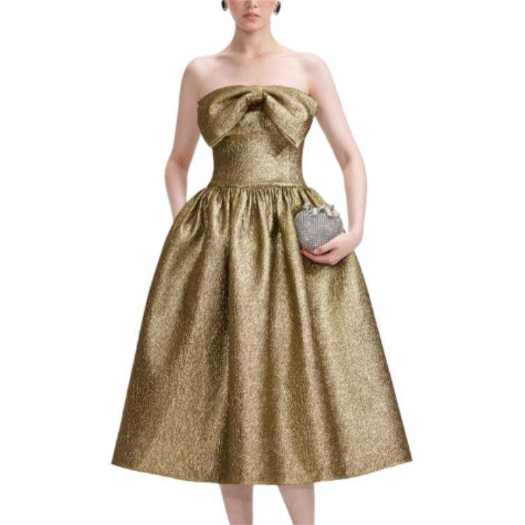 Self-portrait Metallic Jacquard Midi Dress