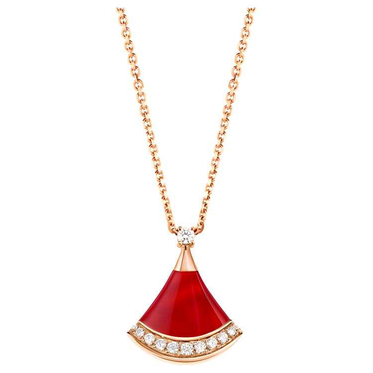 BVLGARI Divas'Dream Chalcedony Diamond Necklaces Women's Red