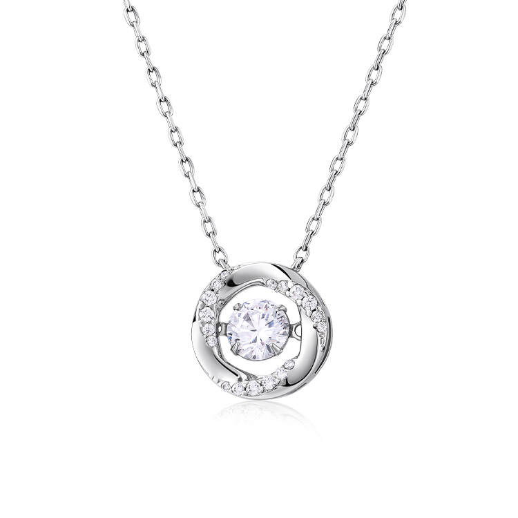 KADER 925 Sterling Silver 999 Fine Silver Synthetic Cubic Zirconia Necklaces Women's Silver White, Box Good Luck
