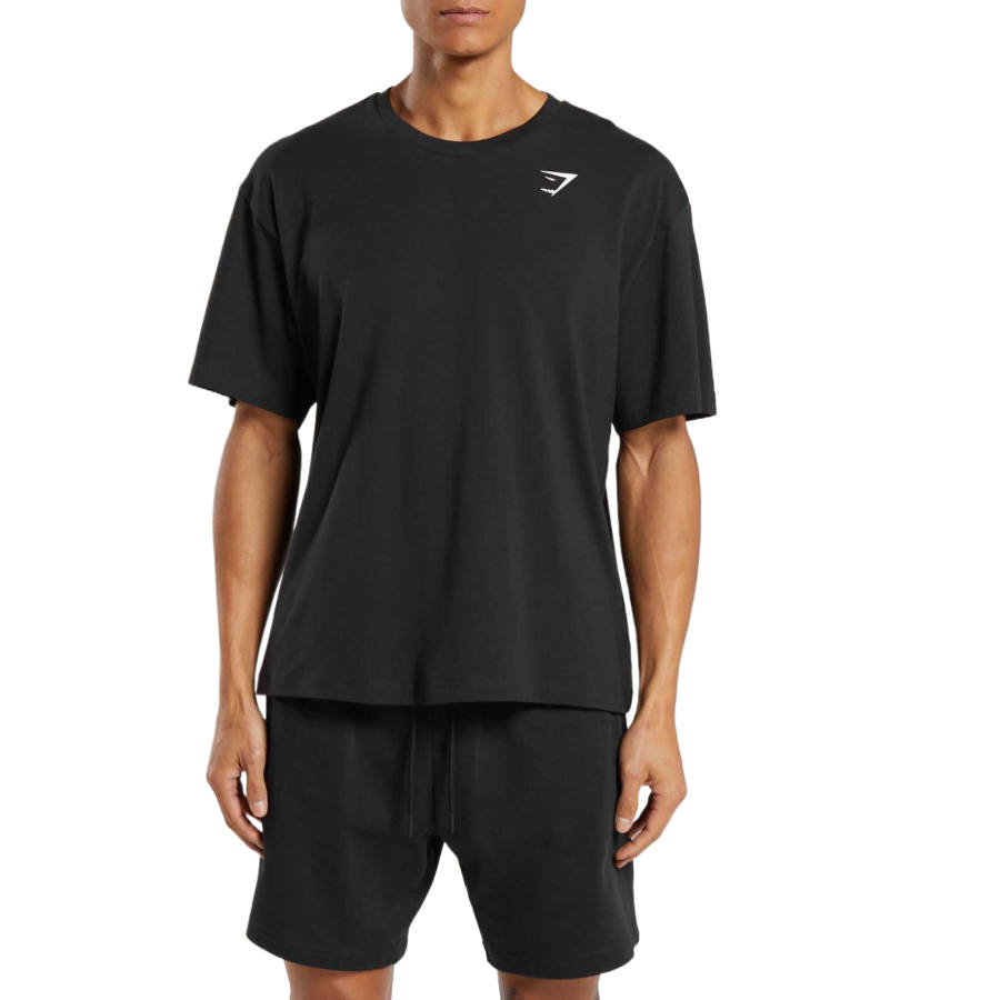 GYMSHARK T Shirts Men's Black Crew Neck Moderate