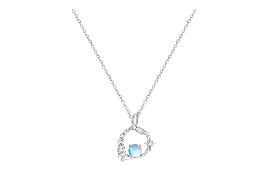Disney Princess 925 Sterling Silver Synthetic Cubic Zirconia Necklaces Women's