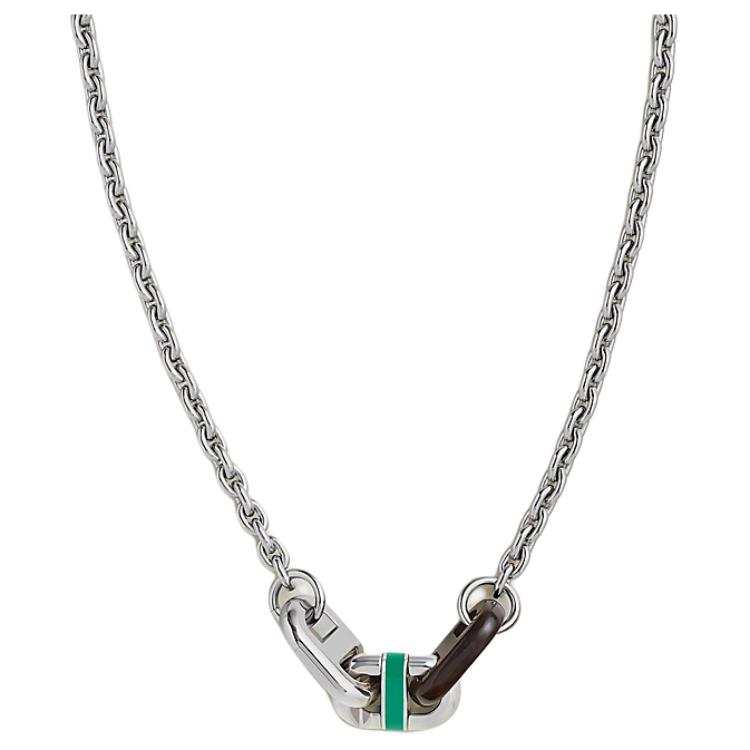 HERMES Maillon Lacquered Finish Metal Necklaces Women's Silver