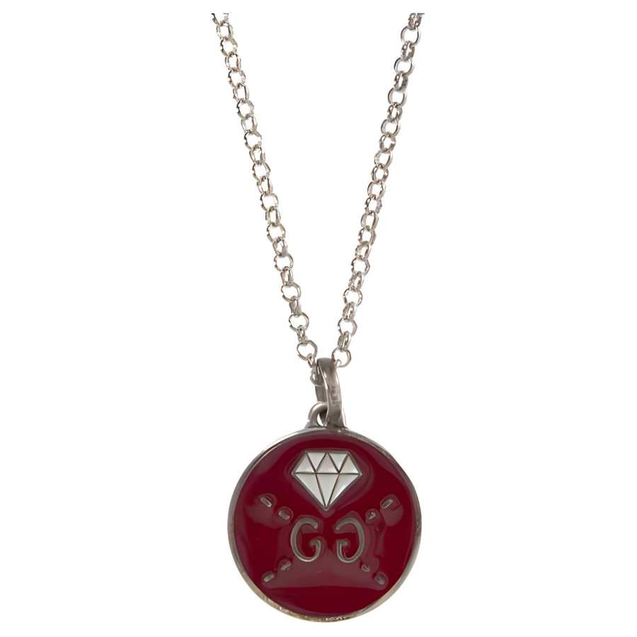GUCCI GG Enamel Necklaces Unisex Red