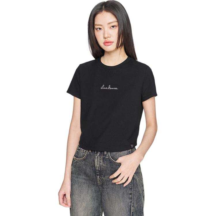 Lee Lee T Shirts Women's Black Crew Neck