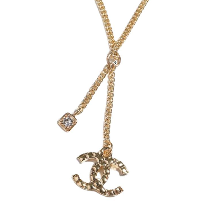 CHANEL Double C Metal Necklaces Women's Gold
