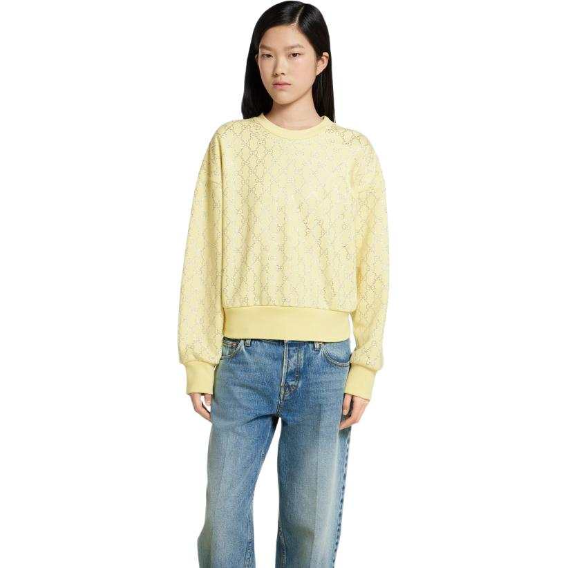 GUCCI Sweatshirts Women's Light Yellow Crew Neck Thin