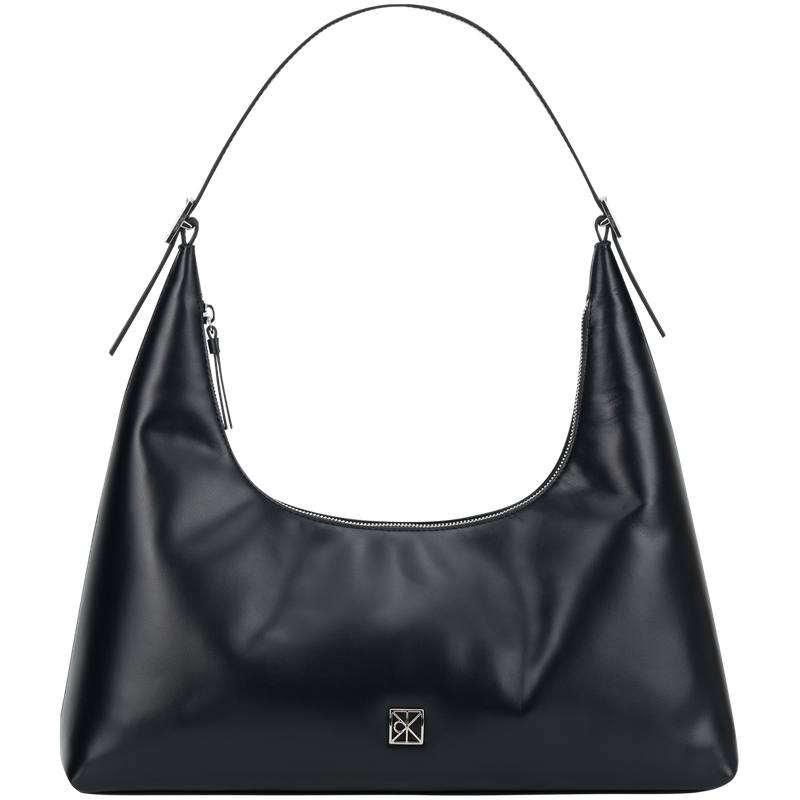 CALVIN KLEIN Cow Leather Shoulder Bag Medium Women's Space Black