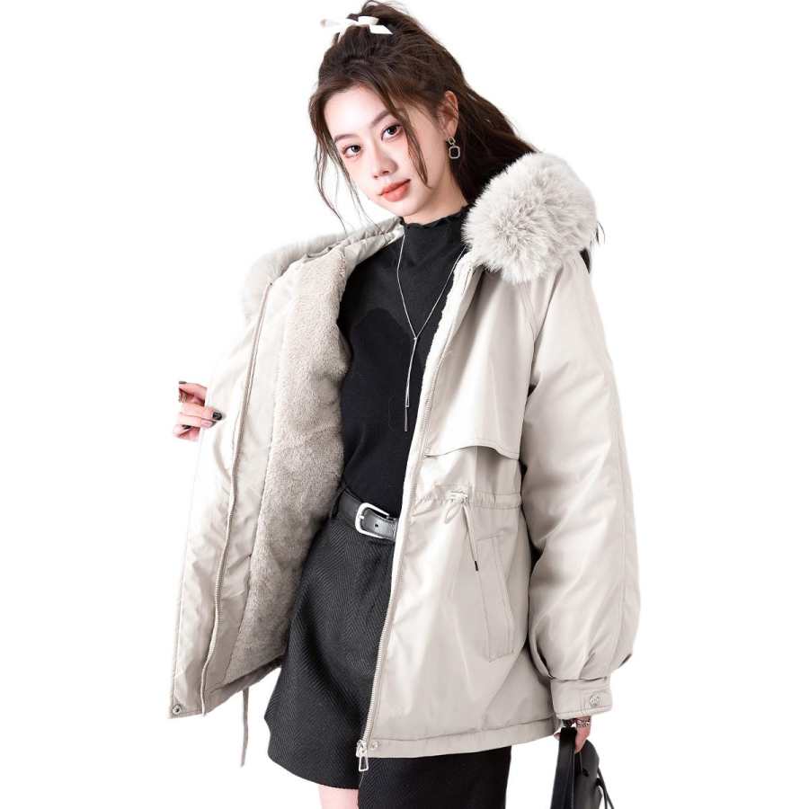 BALENO Puffer Jackets Women's Fur Collar Thickened Parka Puffer Jacket