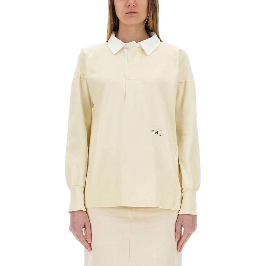 Maison Margiela Logo Embroidered Long Sleeved Polo Shirt