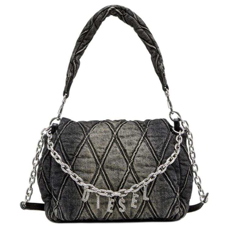 DIESEL Quilting Denim Handbag, Shoulder Bag Medium Women's Black