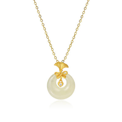 ORTAFFA Necklaces Pale Greenish White Jade Women's