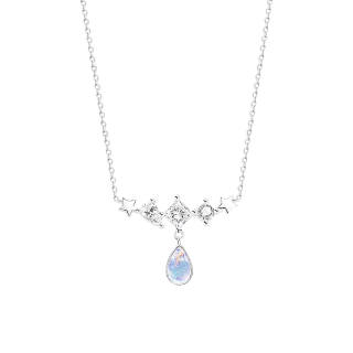 LUCKY ZHY 925 Sterling Silver With Zircon Colored Glaze Necklaces Women's