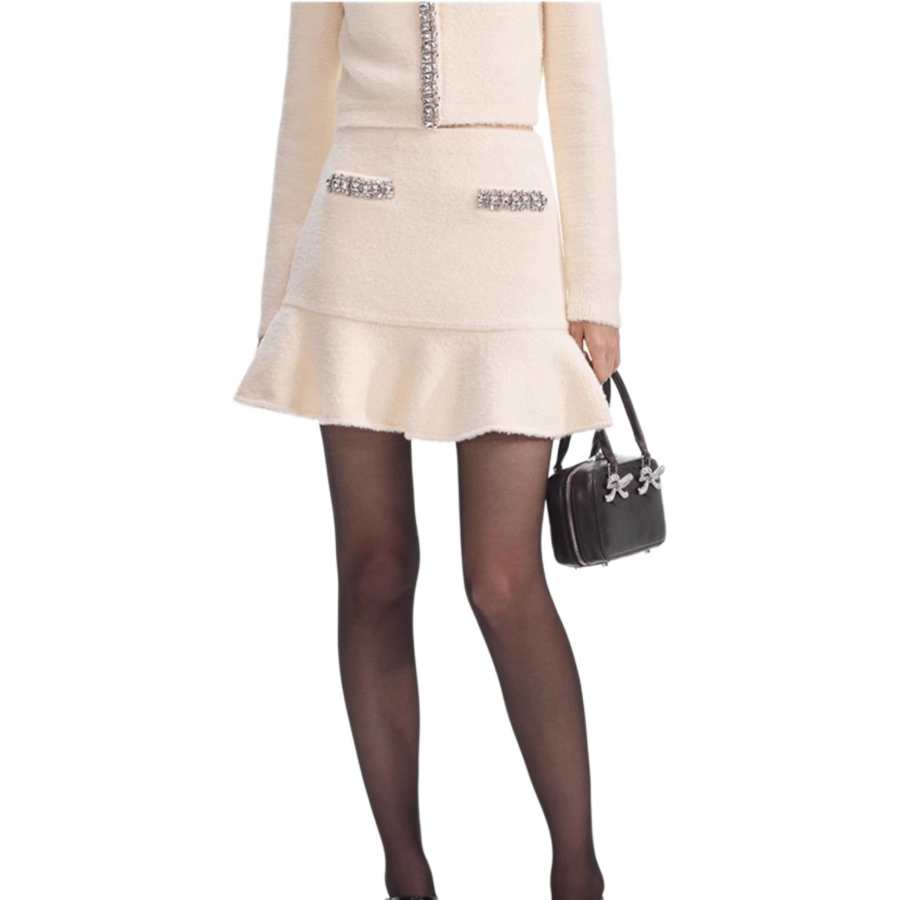 Self-portrait Self portrait Casual Short Skirts Women's Ivory White