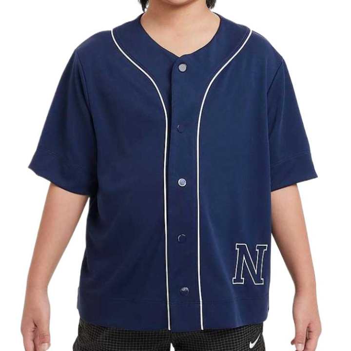 Nike Nike Dri Fit SS24 Baseball Jacket Dark Navy Blue/White Teenagers