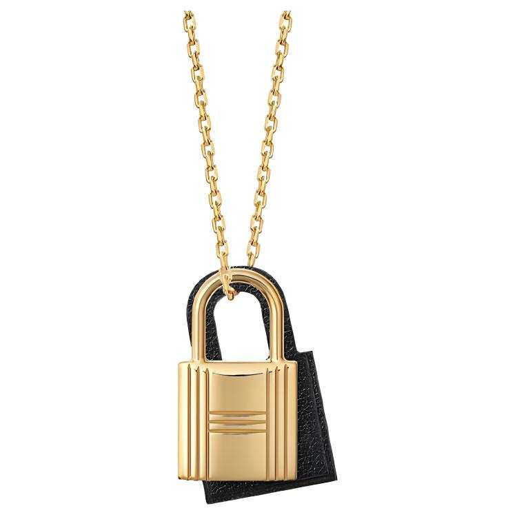 HERMES O'Kelly Metal Necklaces Women's Black Gold