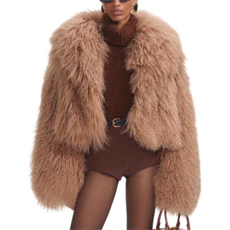 Self-portrait Self portrait Velvet feel Coat Women's Camel Brown