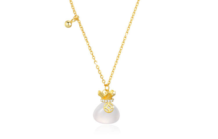QIMEILA 925 Sterling Silver, Synthetic Cubic Zirconia Chalcedony Necklaces Women's