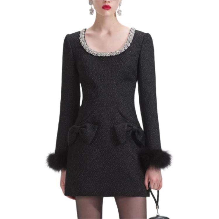 Self-portrait Self portrait Long Sleeved Dress Women's Classic Black