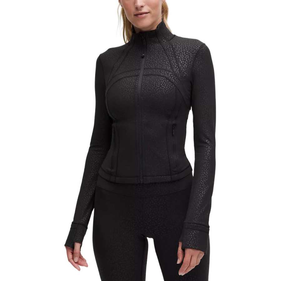 Lululemon Define Jackets & Coats Women's Leopard Print Daisy Embossed Black