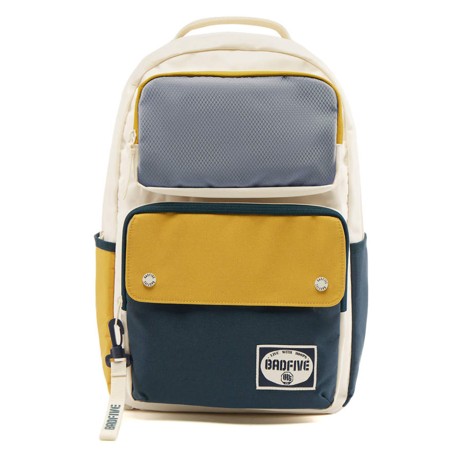 Li-Ning Li Ning Polyester Backpack Unisex Ecru & Beeswax Yellow & Night Navigation Blue
