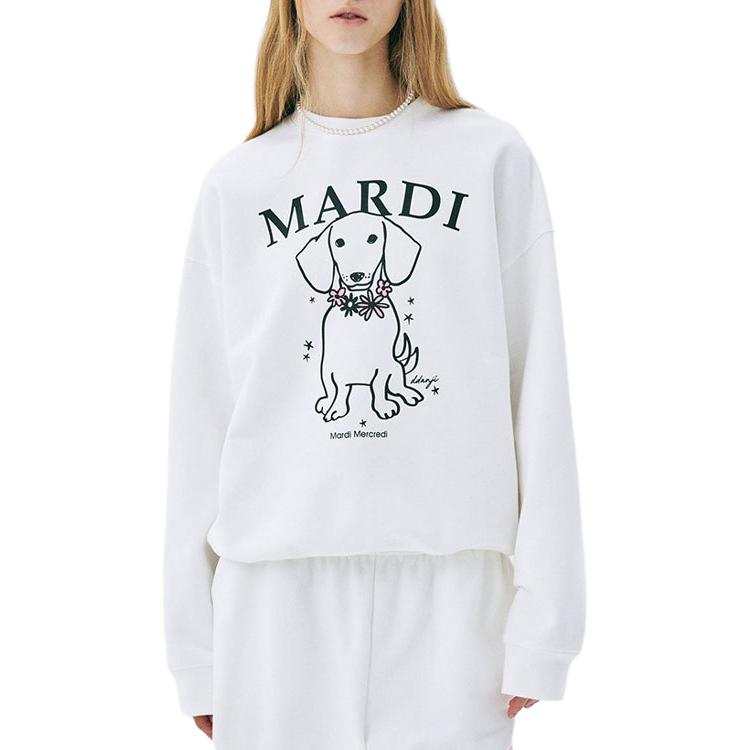 MARDI MERCREDI Wreath Puppy SS25 SWEATSHIRT SWING THE TAIL DDANJI FLOWER NECKLACE_WHITE PINK Mardi Sweatshirt