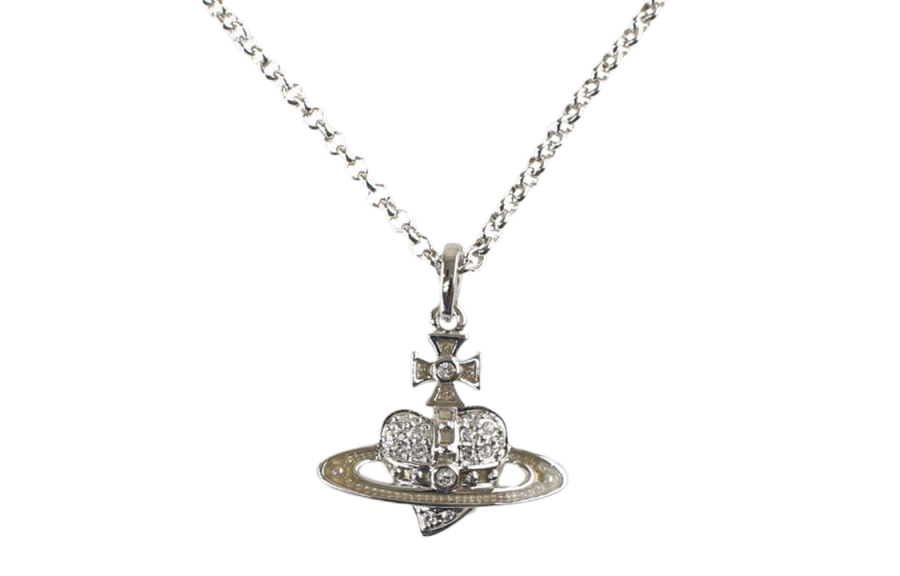Vivienne Westwood Reverse Heart Saturn Design Necklace Unisex Silver