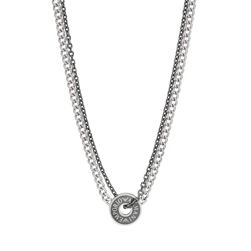 EMPORIO ARMANI Double chain Disc Necklace
