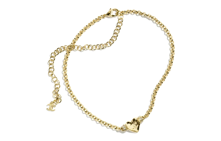 CHANEL 24P Metal, Rhinestone Necklaces Women's Gold