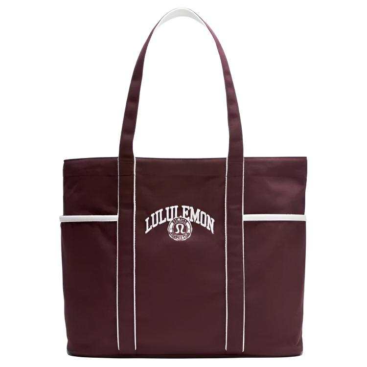 Lululemon Daily Cotton Tote Bag, Shoulder Bag Women's Plum Red