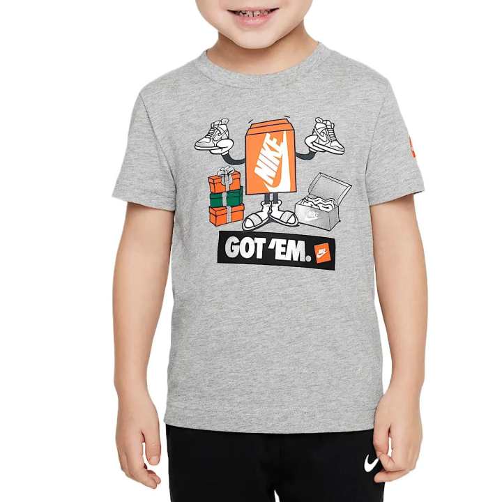 Nike Nike T Shirt Dark Gray Heather Flower Kids'