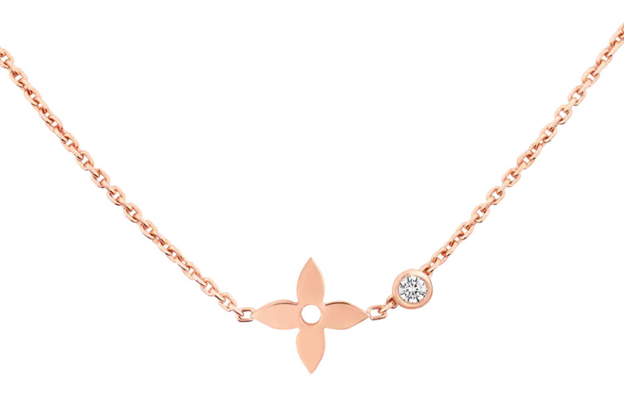 LOUIS VUITTON Diamond 18K Rose Gold Necklaces Women's