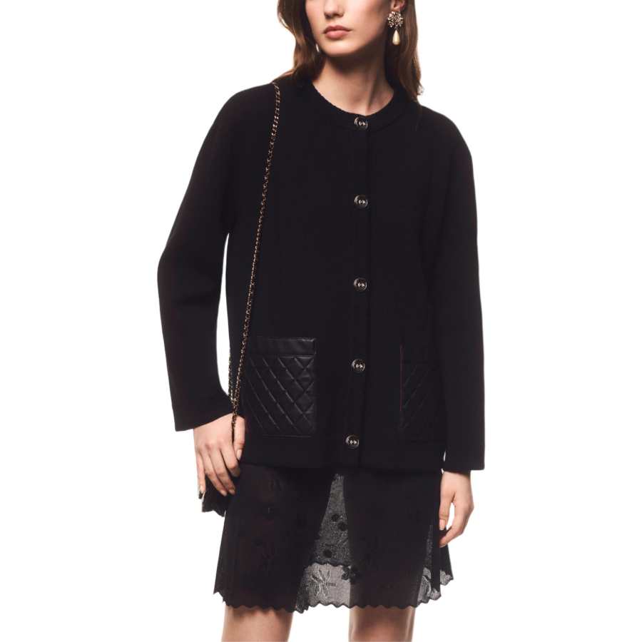 CHANEL CHANEL 24 Fall Winter Leather Jacket Women's Black