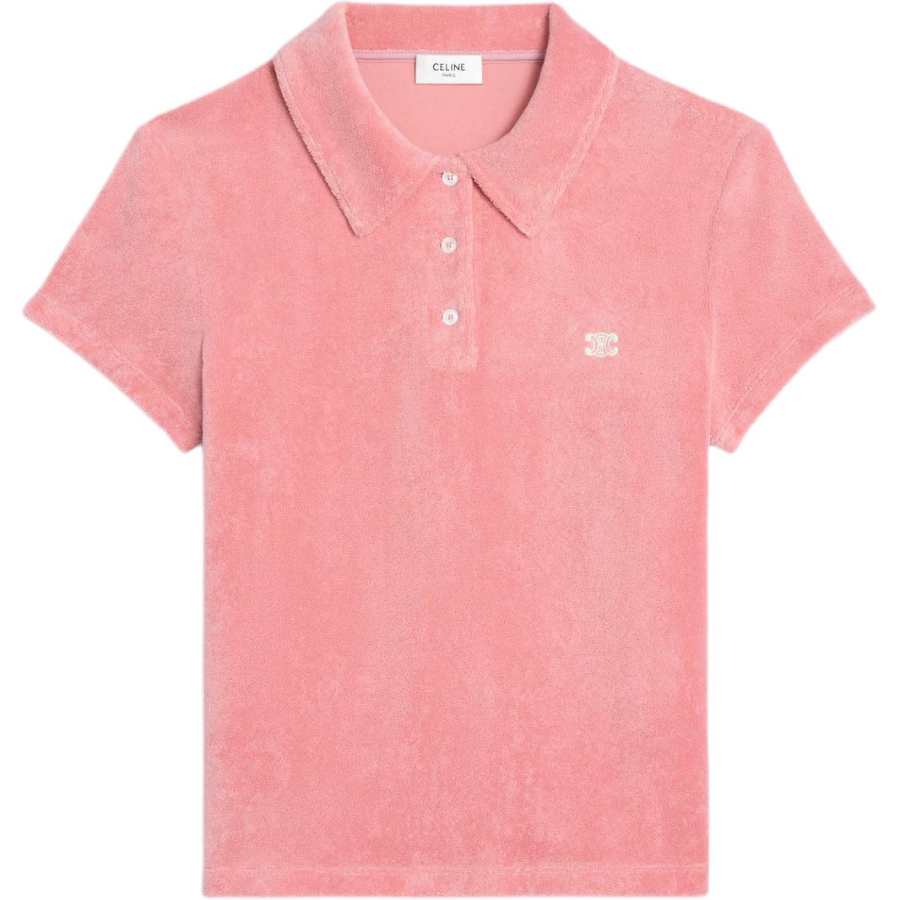 CELINE CELINE Triomphe Logo Embroidered Polo Top