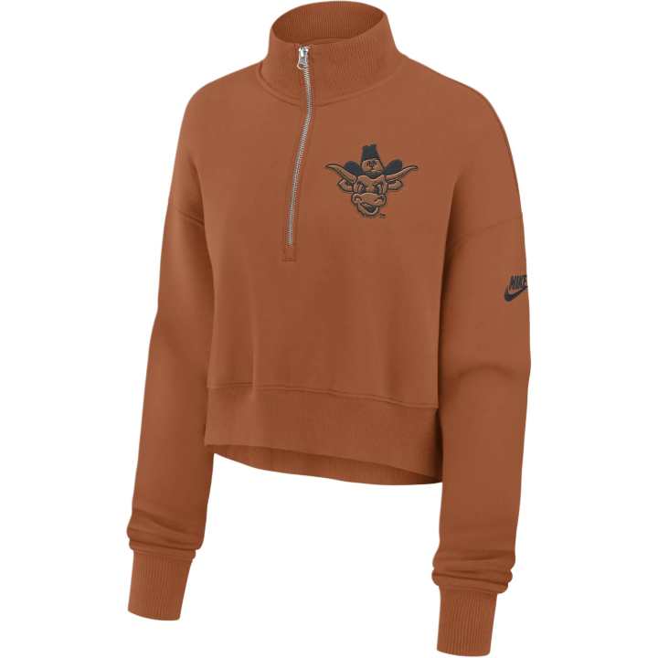 Nike Nike Texas Longhorns Legacy Elevated Logo Women's Nike College Cropped 1/4-Zip Crew
