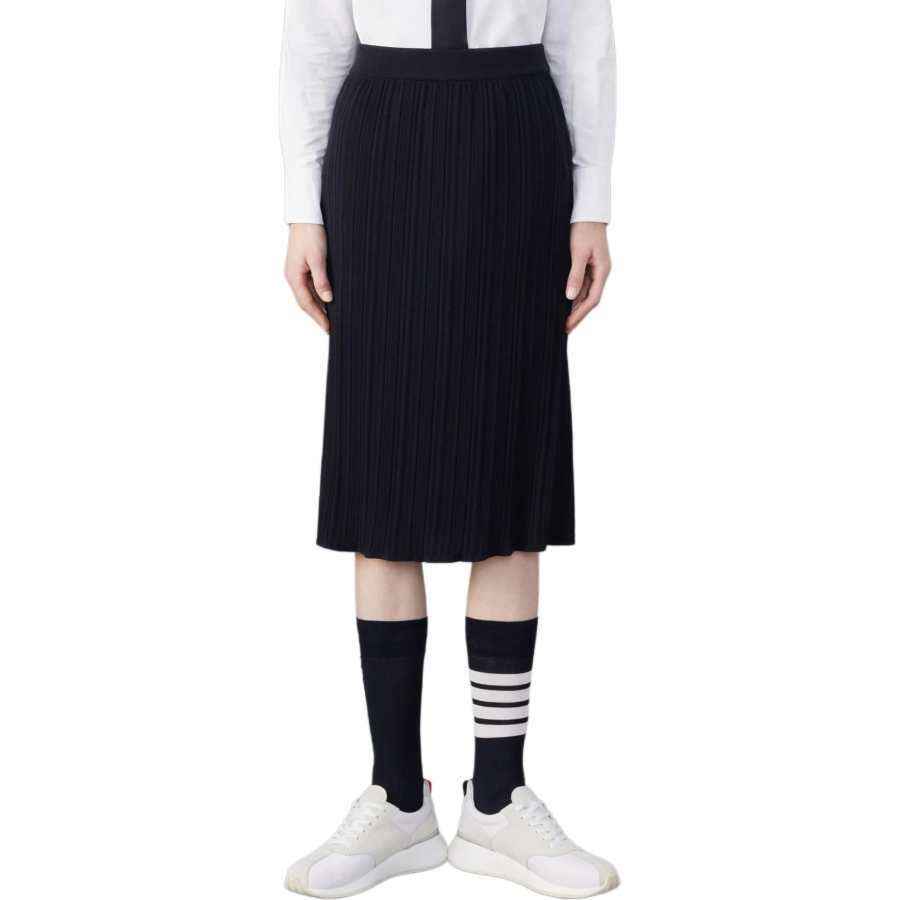 THOM BROWNE Thom Browne plissé virgin-wool midi skirt