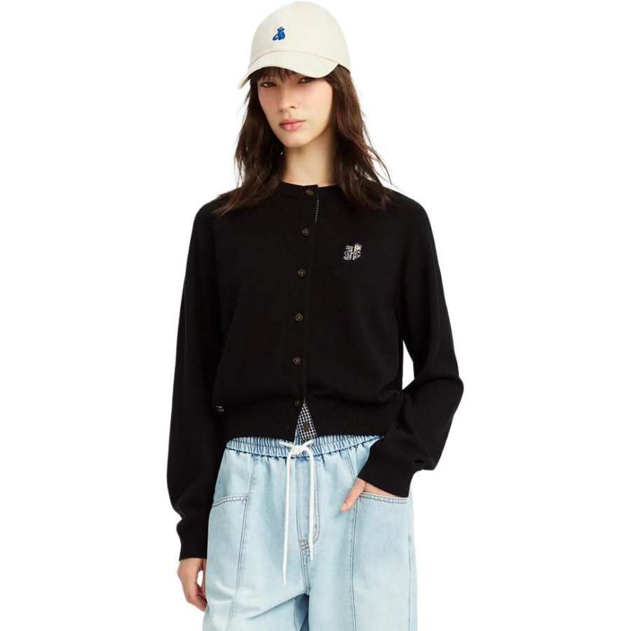 Teenie Weenie Knitwear Women's Crew Neck Moderate Cardigan
