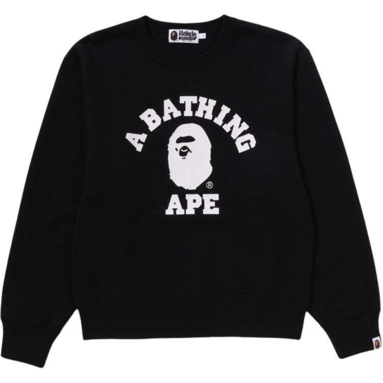 A BATHING APE Bape College Heavy Weight Crewneck Black