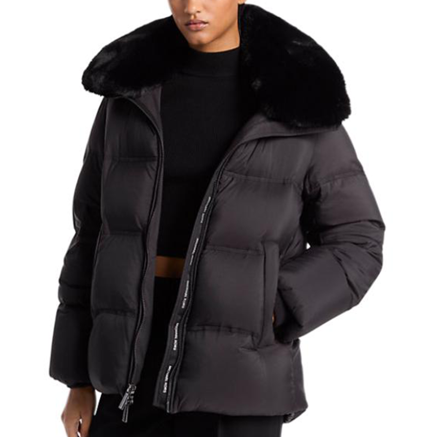 MICHAEL KORS Quilted Puffer Jacket With Faux Fur Collar