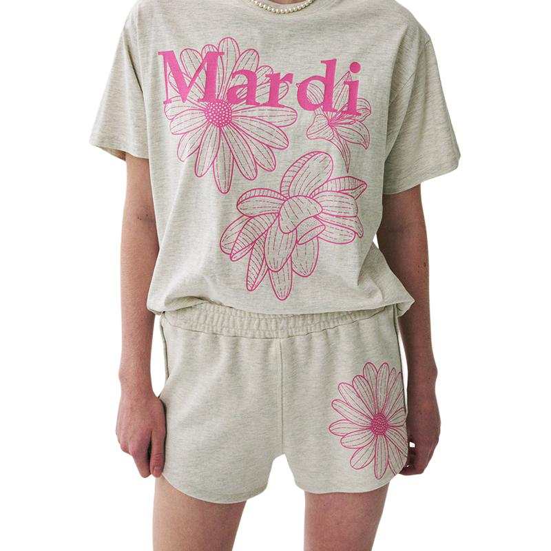 MARDI MERCREDI Three Flowers Collection SS25 Casual Shorts Korean Style Women's Oats Pink