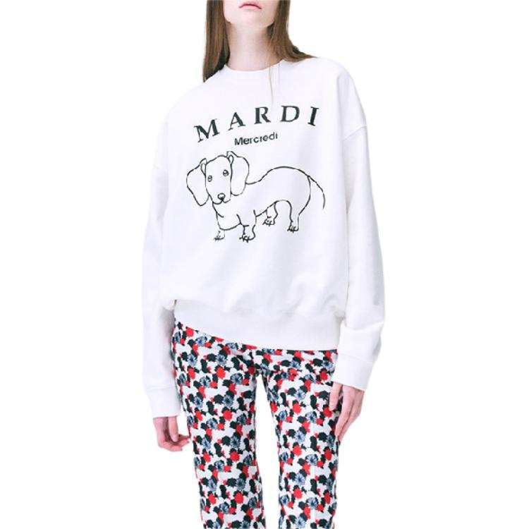 MARDI MERCREDI Maltese FW24 SWEATSHIRT DDANJI CH.06_WHITE BLACK Mardi Sweatshirt Korean Style Women's White/Black