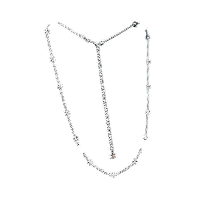 CHANEL 24B Metal, Silver Necklaces Women's Silver