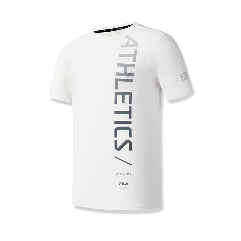 FILA Fitness T Shirts Men's Bright White WT Crew Neck Moderate Straight Fit