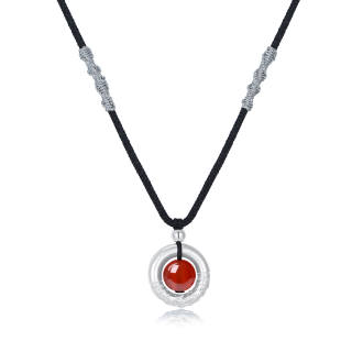 ZOKS S999 Fine Silver/Bodhi/Fabric Necklaces Women's